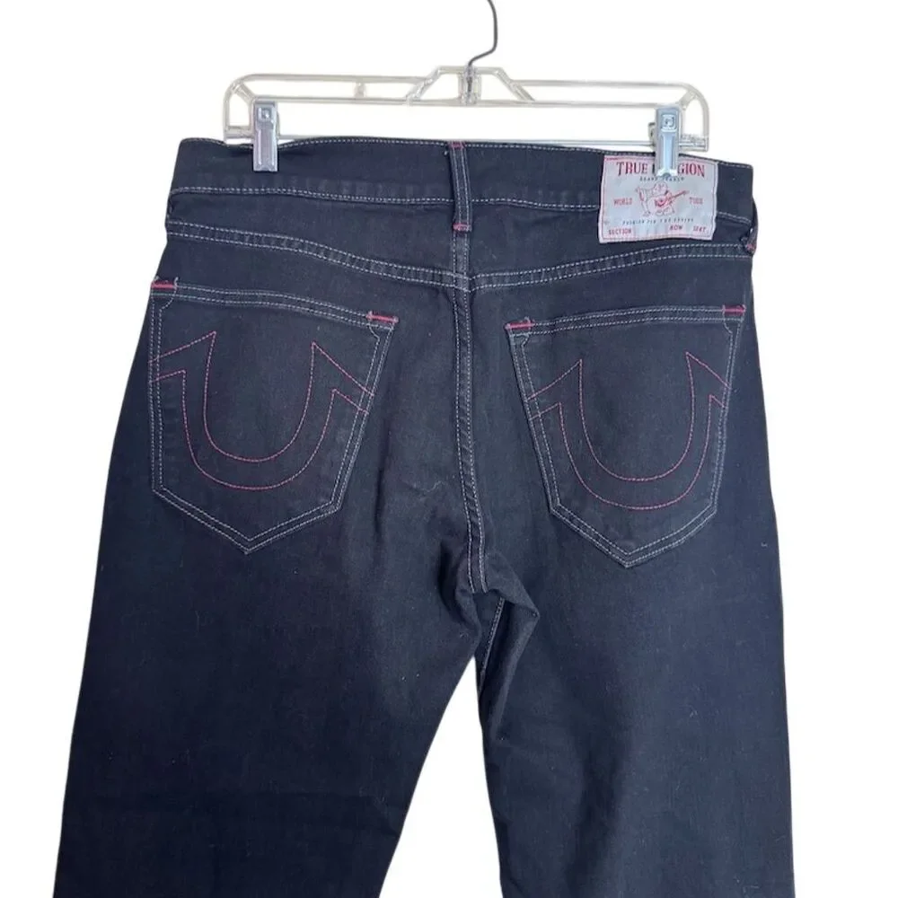 True Religion Men's Ricky Relaxed Straight Black Jeans Size 33